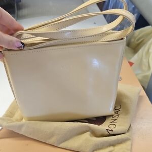 Monsac Cream Leather Crossbody Bag